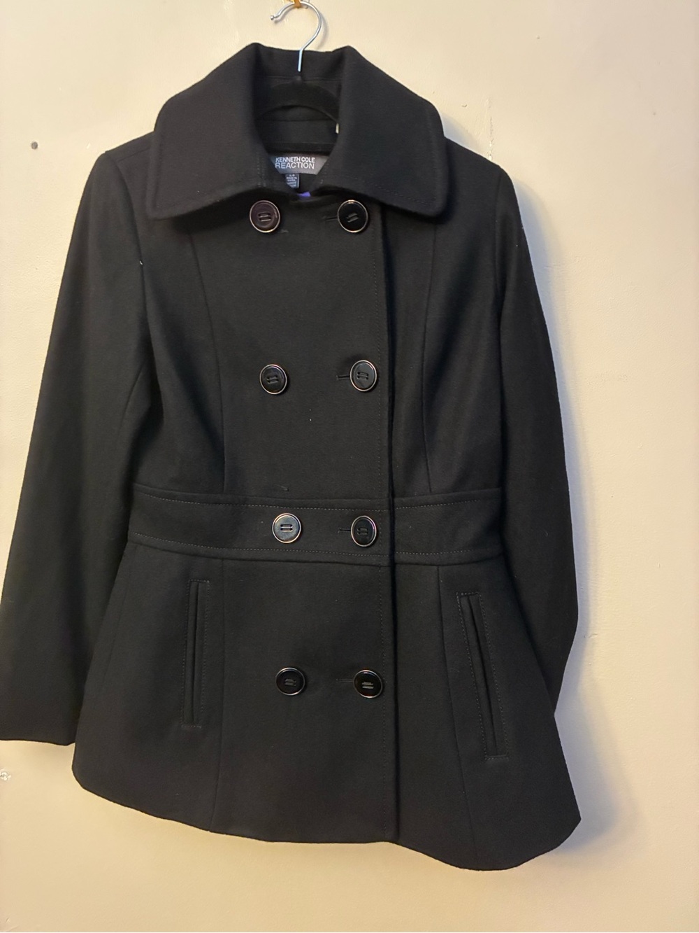 Kenneth Cole Reaction Black Double-Breasted Pea Coat - Picture 2 of 4